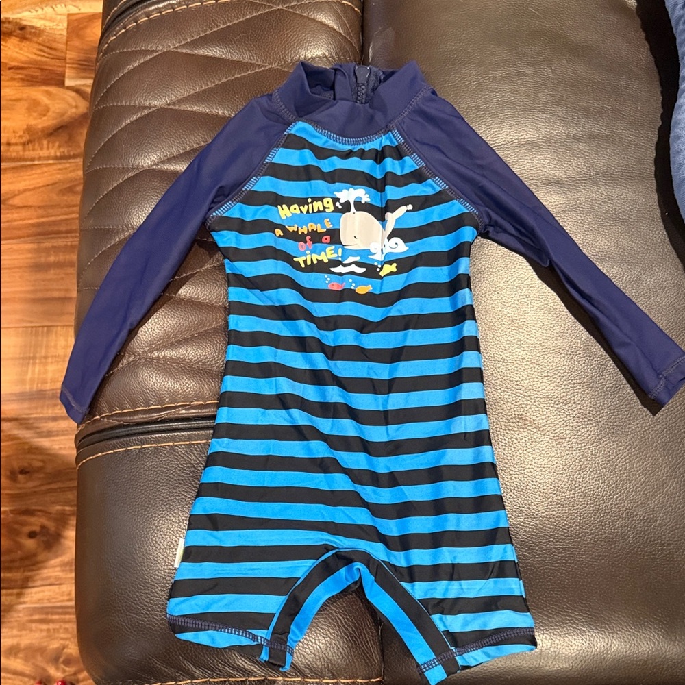 Kids Blue Striped Swimwear